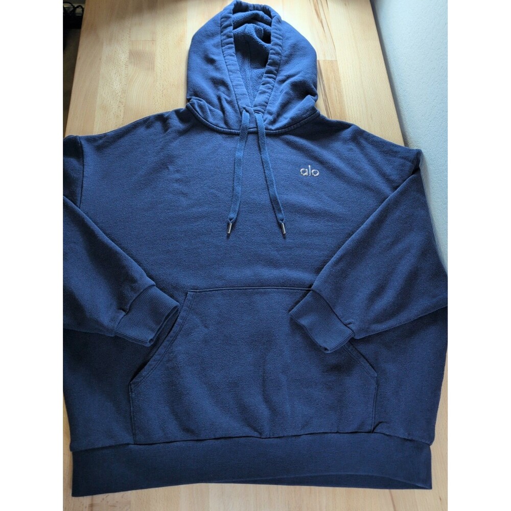 Alo Yoga Women's Navy Blue Pullover Hoodie Size XL Boxy